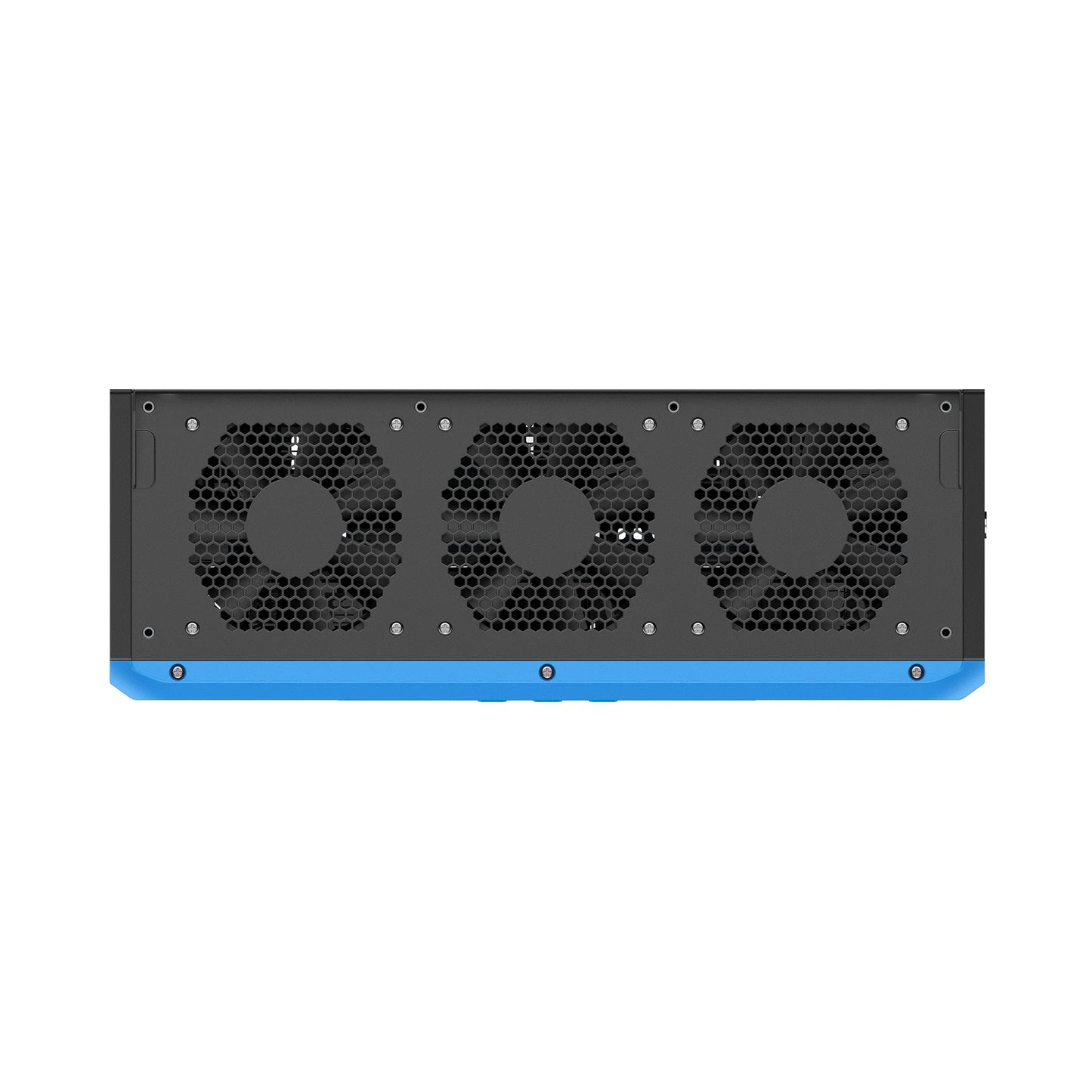 Computer cooling system with three fans on a white background
