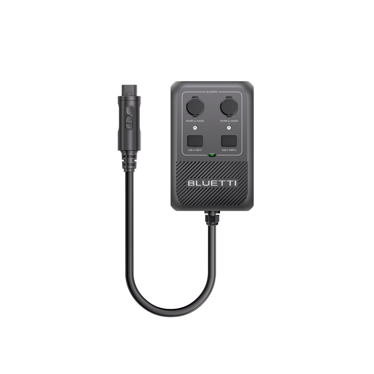 Bluetti power adapter on a white background