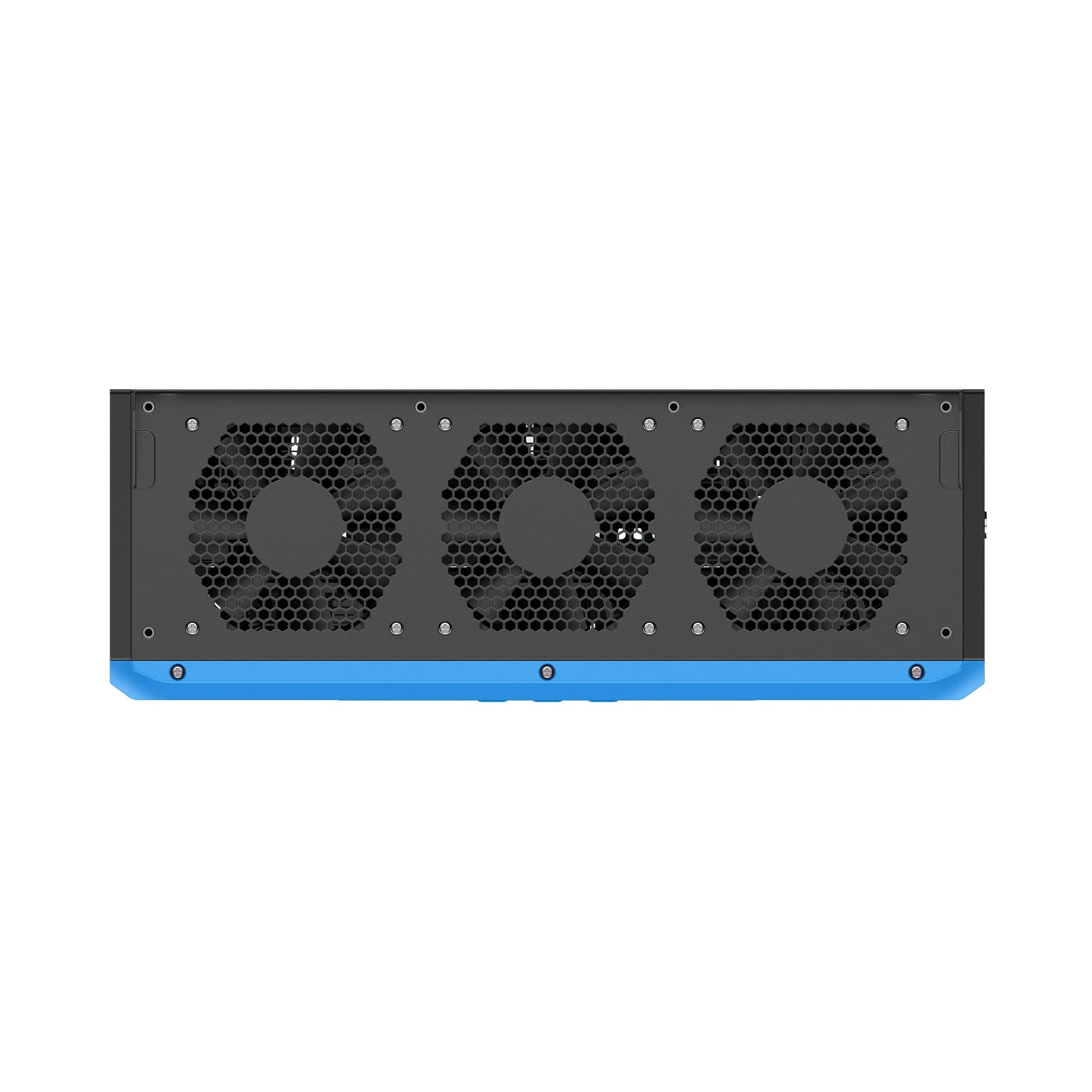Computer cooling system with three fans on a white background