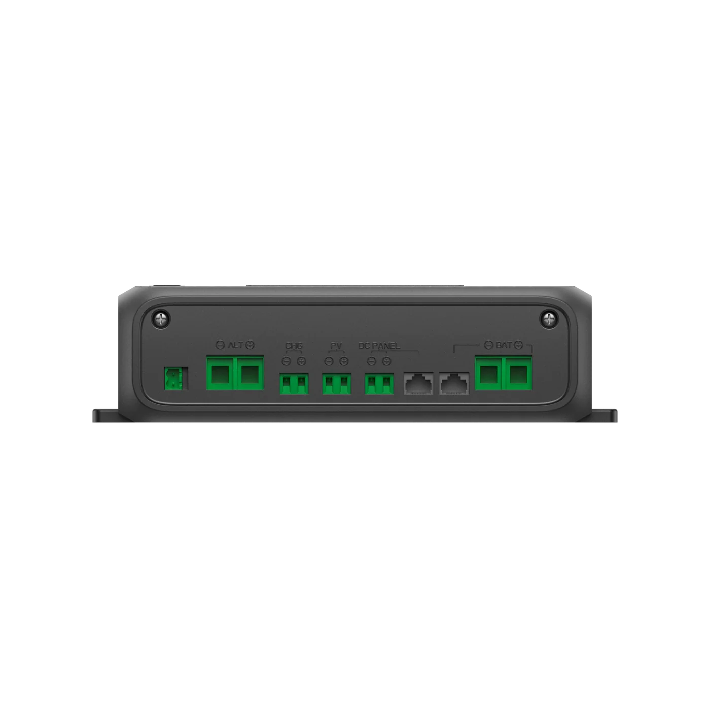 Electronic device with green connectors on a white background