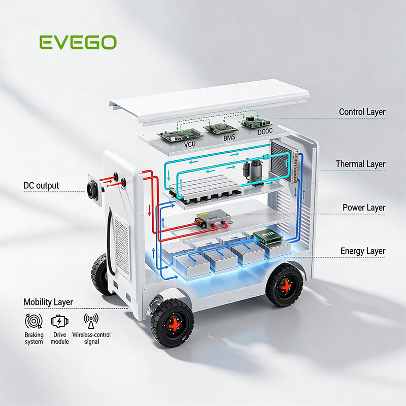 EVEGO PowerMover 200 – 200 kWh Mobile EV Charger with Dual‑Gun 120 kW DC Fast Charging